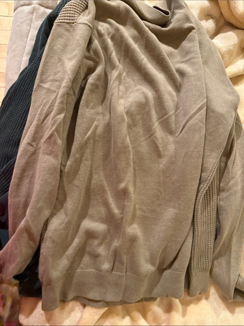 Banana Republic Green and Camel Waffle Knit Cardigans